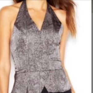 Guess Snakeskin Crossover Halter Top, Size XS